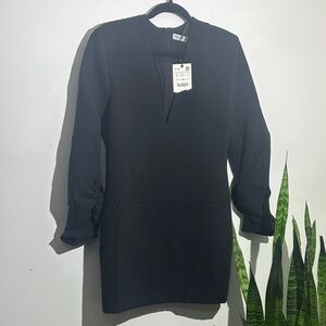 Zara Chic Black Long Sleeve Dress